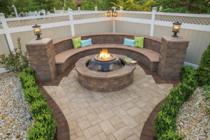 outdoor living space patio with firepit